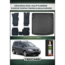 Yek Cars Volkswagen Caddy 2009 Model Karbonlu Kauçuk Paspas Seti ve Bagaj Havuzu