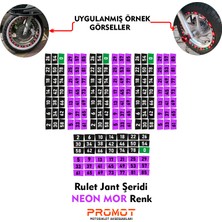 Rebon Moto Design Rulet Tasarımlı Jant Şeridi Set Neon Mor Renk
