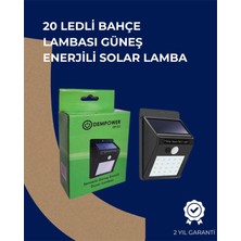 tp Buğz Solar Enerjili 20 LED Duvar Lambası | Hareket Sensörlü, Su Geçirmez, Kablo Gerektirmez