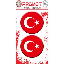 Rebon Moto Design Damla Logo Sticker Türk Bayrağı Kabartmalı 5X5CM 04