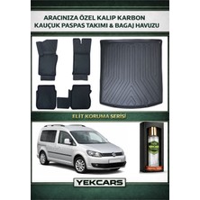 Yek Cars Volkswagen Caddy 2013 Model Karbonlu Kauçuk Paspas Seti ve Bagaj Havuzu