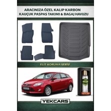 Yek Cars Ford Focus 3 Hatchback 2014 Model Karbonlu Kauçuk Paspas Seti ve Bagaj Havuzu