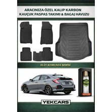 Yek Cars Honda Civic Hatchback 2017 Model Karbonlu Kauçuk Paspas Seti ve Bagaj Havuzu