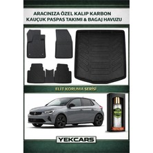 Yek Cars Yeni Opel Corsa F 1.2 Hybrid 2025 Model Karbonlu Kauçuk Paspas Seti ve Bagaj Havuzu