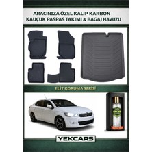 Yek Cars Citroen C-Elysee 2014 Model Karbonlu Kauçuk Paspas Seti ve Bagaj Havuzu