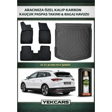 Yek Cars Skoda Enyaq 2025 Model Karbonlu Kauçuk Paspas Seti ve Bagaj Havuzu