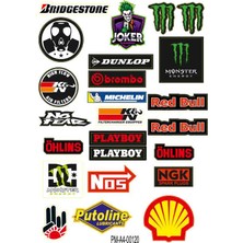 Rebon Moto Design Sticker Seti Karışık Tasarımlı Sponsor Grenaj Kaplama 02