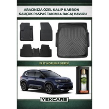 Yek Cars Citroen C5 Aircross 2018 Model Karbonlu Kauçuk Paspas Seti ve Üst Bagaj Havuzu