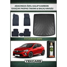 Yek Cars Renault Clio 5 2024 Model Karbonlu Kauçuk Paspas Seti ve Bagaj Havuzu