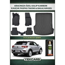 Yek Cars Volkswagen T-Roc 2017 Model Karbonlu Kauçuk Paspas Seti ve Üst Bagaj Havuzu