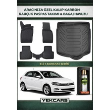 Yek Cars Volkswagen Polo 2019 Model Karbonlu Kauçuk Paspas Seti ve Alt Bagaj Havuzu