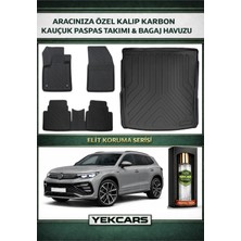 Yek Cars Volkswagen Tayron 2025 Model Karbonlu Kauçuk Paspas Seti ve Üst Bagaj Havuzu