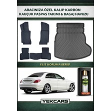 Yek Cars Mercedes W205 2021 Model Karbonlu Kauçuk Paspas Seti ve Rampalı Kulaklı Bagaj Havuzu