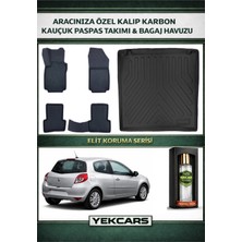 Yek Cars Renault Clio 3 2010 Model Karbonlu Kauçuk Paspas Seti ve Bagaj Havuzu