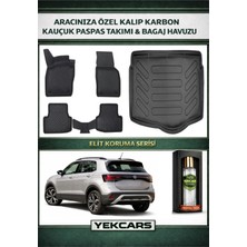 Yek Cars Volkswagen T-Cross 2020 Model Karbonlu Kauçuk Paspas Seti ve Alt Bagaj Havuzu