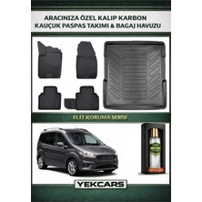 Yek Cars Ford Courier 2019 Model Karbonlu Kauçuk Paspas Seti ve Bagaj Havuzu