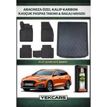 Yek Cars Ford Focus 5 Stw 2022 Model Karbonlu Kauçuk Paspas Seti ve Bagaj Havuzu