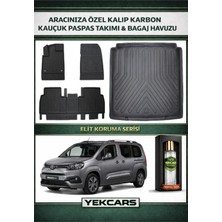 Yek Cars Toyota Proace City 2020 Model Karbonlu Kauçuk Paspas Seti ve Demirsiz Bagaj Havuzu