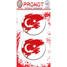 Rebon Moto Design Damla Logo Sticker Türk Bayrağı Kabartmalı 5X5CM 02