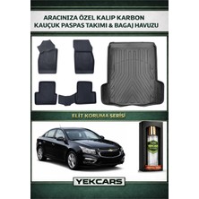 Yek Cars Chevrolet Cruze Sedan 2009 Model Karbonlu Kauçuk Paspas Seti ve Çift Cepli Bagaj Havuzu