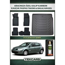 Yek Cars Renault Megane 2 Hatchback 2003 Model Karbonlu Kauçuk Paspas Seti ve Bagaj Havuzu