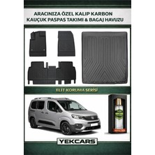 Yek Cars Fiat Doblo 2023 Model Karbonlu Kauçuk Paspas Seti ve Demirsiz Bagaj Havuzu