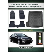 Yek Cars Chevrolet Cruze Sedan 2012 Model Karbonlu Kauçuk Paspas Seti ve Tek Cepli Bagaj Havuzu