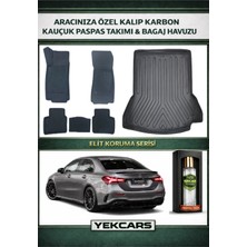 Yek Cars Mercedes W177 Sedan 2021 Model Karbonlu Kauçuk Paspas Seti ve Cepli Bagaj Havuzu