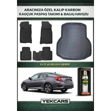 Yek Cars Honda Civic Sedan 2019 Model Karbonlu Kauçuk Paspas Seti ve Bagaj Havuzu