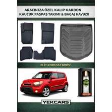 Yek Cars Kia Soul 2009 Model Karbonlu Kauçuk Paspas Seti ve Bagaj Havuzu