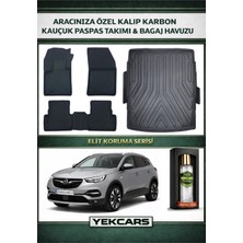 Yek Cars Opel Grandland x 2021 Model Karbonlu Kauçuk Paspas Seti ve Üst Bagaj Havuzu