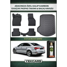 Yek Cars Audi A3 Sedan 2019 Model Karbonlu Kauçuk Paspas Seti ve Bagaj Havuzu