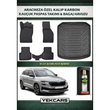Yek Cars Skoda Karoq 2025 Model Karbonlu Kauçuk Paspas Seti ve Bagaj Havuzu