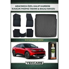 Yek Cars Citroen C4 Hybrid 2025 Model Karbonlu Kauçuk Paspas Seti ve Üst Bagaj Havuzu