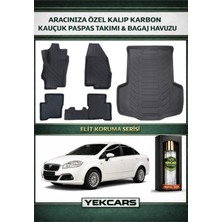 Yek Cars Fiat Linea 2015 Model Karbonlu Kauçuk Paspas Seti ve Bagaj Havuzu
