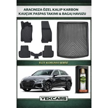 Yek Cars Audi A3 Sportback 2024 Model Karbonlu Kauçuk Paspas Seti ve Üst Bagaj Havuzu