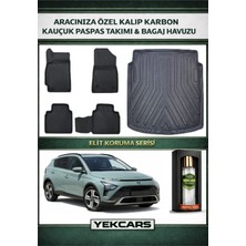 Yek Cars Hyundai Bayon 2023 Model Karbonlu Kauçuk Paspas Seti ve Bagaj Havuzu