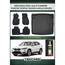 Yek Cars Bmw X1 2016 Model Karbonlu Kauçuk Paspas Seti ve Alt Bagaj Havuzu