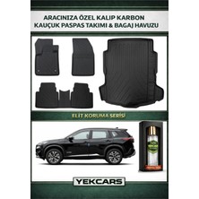 Yek Cars Nissan X-Trail Benzin/dizel 2024 Model Karbonlu Kauçuk Paspas Seti ve Alt Bagaj Havuzu