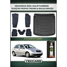 Yek Cars Skoda Fabia Hatchback 1999 Model Karbonlu Kauçuk Paspas Seti ve Bagaj Havuzu