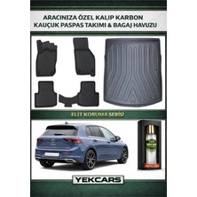 Yek Cars Volkswagen Golf 8 Otomatik Vites 2025 Model Karbonlu Kauçuk Paspas Seti ve Üst Bagaj Havuzu
