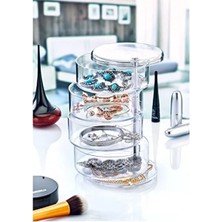 Calperia Dönebilen Akrilik Takı Organizeri, 4 Katlı, Şeffaf