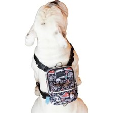 Calperia Su Geçirmez Köpek Sırt Çantası - Ayarlanabilir Göğüs Tasması Fonksiyonlu, Skull Desenli