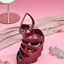 Calperia Modern Tasarımlı 5 Katlı Takı Organizeri, Ayna ve Çizgili Desen