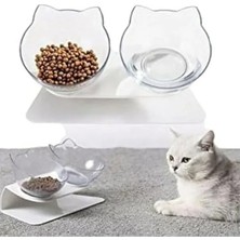 Calperia Iki Adet Şeffaf Kedi Kafalı Mama Kabı