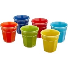 Calperia Renkli Porselen Espresso Bardak Seti - 6 Adet