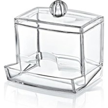 Calperia Şeffaf Akrilik Pamuklu Çubuk Organizeri, 8.8X10.5X6 cm