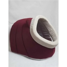 Calperia Bordo Polar Kulaklı Kedi ve Küçük Irk Köpek Yatağı, Xl