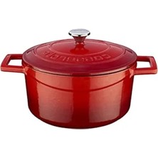 Calperia Döküm Demir Yuvarlak Tencere, 20 Cm, Emaye Kaplama, Kırmızı