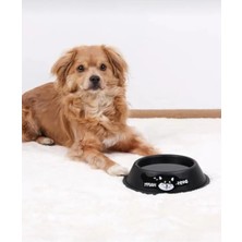 Calperia Desenli Paslanmaz Çelik Mama ve Su Kabı - 15 cm (Siyah)